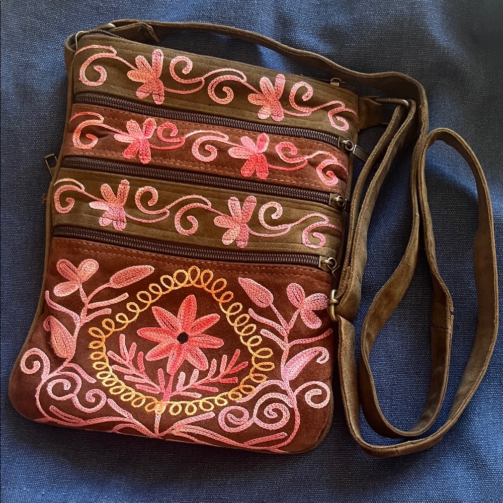 Floral Embroidered Crossbody Bag